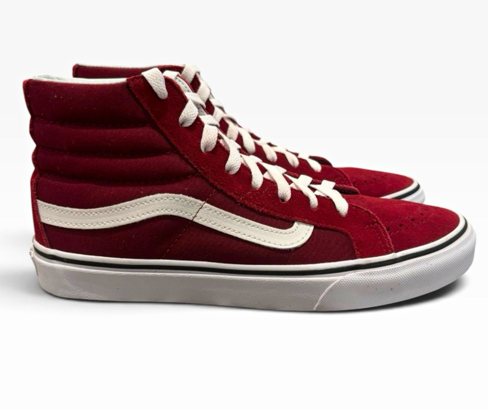 Vans Sk8-Hi Reissue Burgundy Red Suede Canvas High Top Sneakers Women’s 8.5